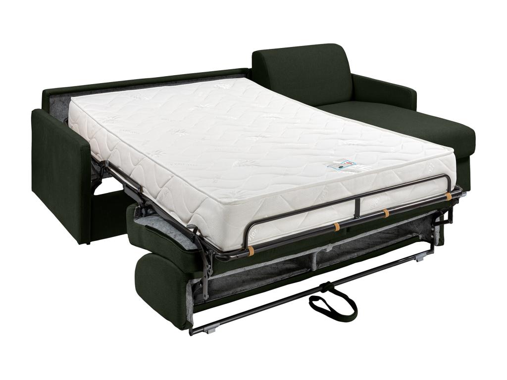 Canapé d'angle convertible express et réversible en tissu vert sapin - Couchage 140 cm à Decohaute larges - Matelas 22 cm - Decohaute CBMS09579