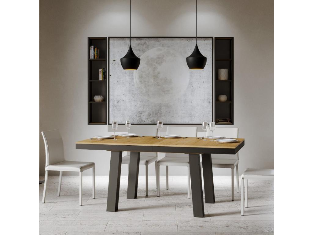 Table extensible 90x160/420 cm Bridge Evolution Chêne Nature cadre Anthracite FCKV31356