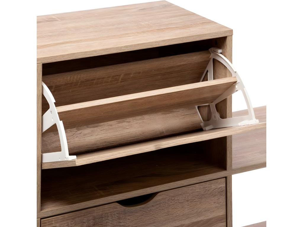 Meuble à chaussures en bois coloris naturel - L.100 x l.32 x H.80 cm EOOD16027