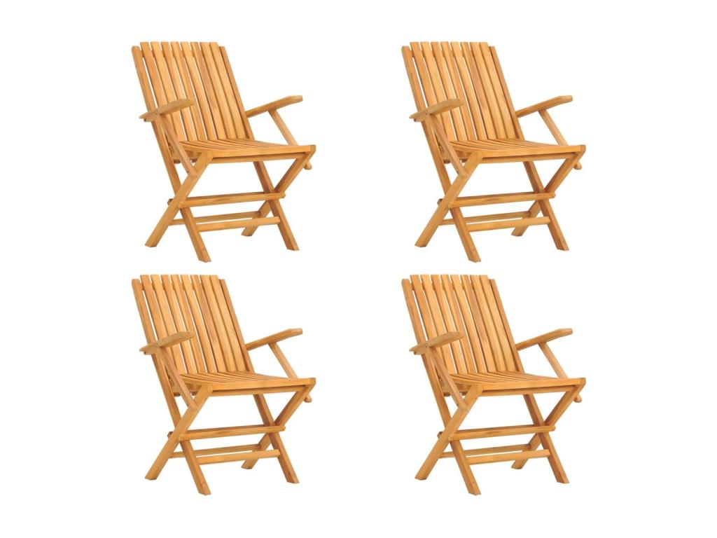 Chaises de jardin pliantes 4 pièces 61x67x90 cm bois massif teck HYKM74800