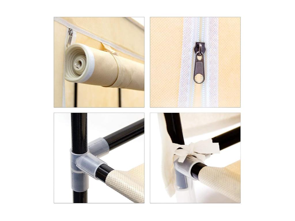 Grande étagère armoire pliante tissu beige 148x42.5x173 cm 13 0001275 2 VGLK33540