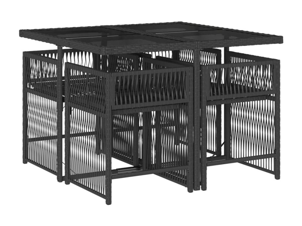 Ensemble à manger de jardin coussins 5pcs Noir Résine tressée SGNM73733