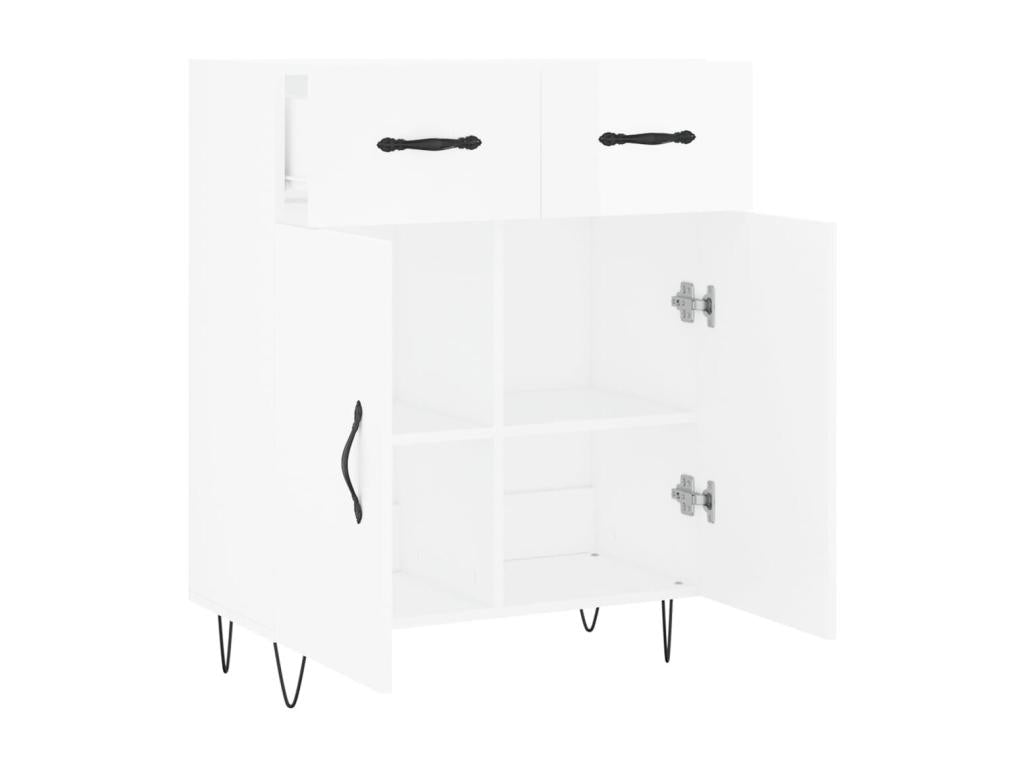 Buffet Blanc brillant 69,5x34x90 cm Bois d'ingénierie ICXK32190