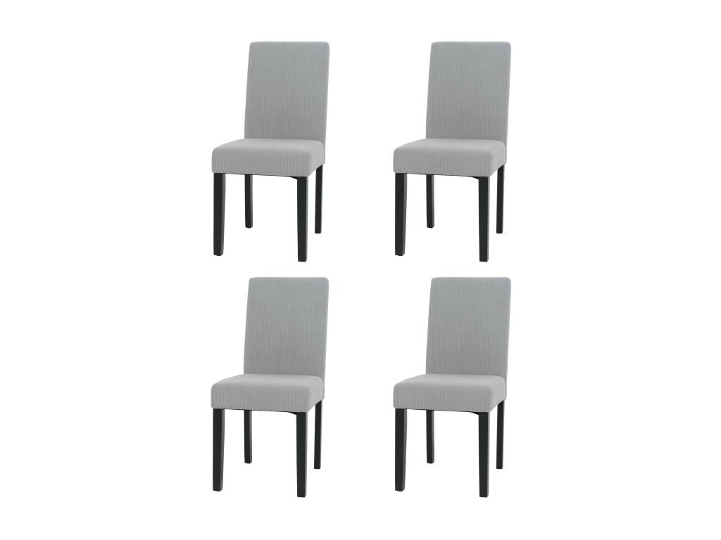 Lot de 4 chaises de salle à manger dossier haut en tissu velours imprimé gris clair pieds foncés 04 0007521 MBJV94354