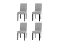 Lot de 4 chaises de salle à manger dossier haut en tissu velours imprimé gris clair pieds foncés 04 0007521 MBJV94354
