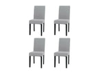 Lot de 4 chaises de salle à manger dossier haut en tissu velours imprimé gris clair pieds foncés 04 0007521 MBJV94354