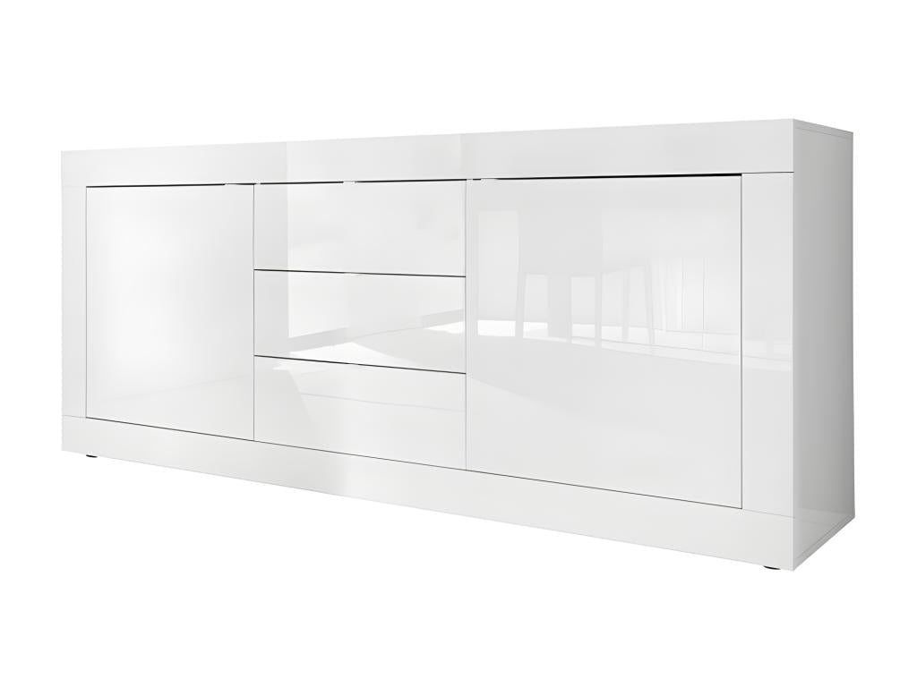 Buffet 2 portes 3 tiroirs collection Domopure coloris blanc laqué brillant NBSK29962