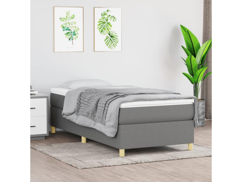 Cadre de lit sans matelas gris foncé 90x200 cm tissu RFVV62450
