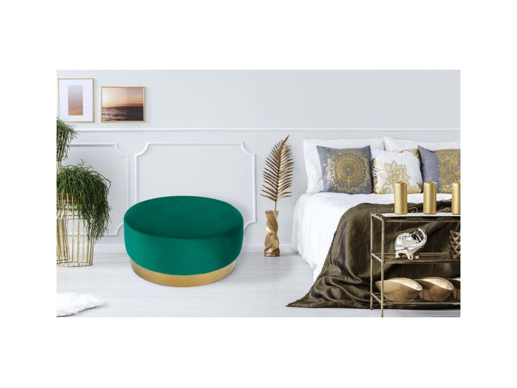 Pouf Rond en Velours Design Decohaute 75cm Vert SYLY29592