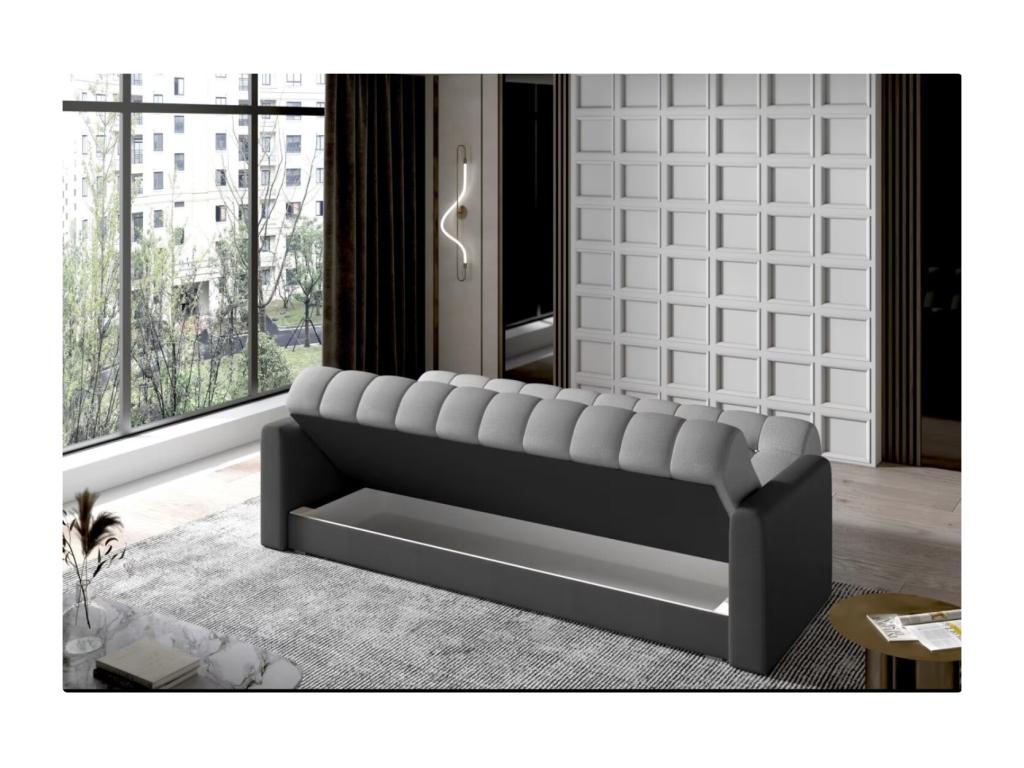 Canapé lit 3 places velours gris clair et gris foncé Decohaute 210cm SOPG03178