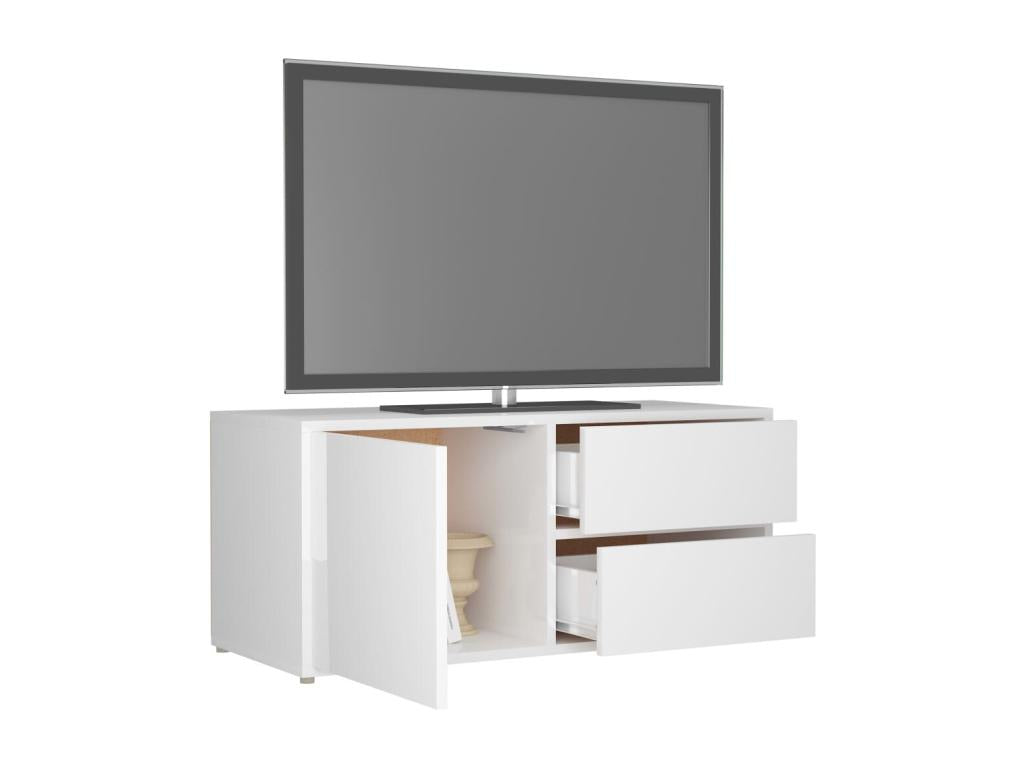 Meuble TV Blanc brillant 80x34x36 cm Aggloméré JVUE34555