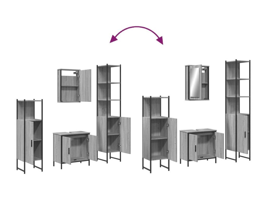 Ensemble de meubles de salle de bain 4 pcs Decohaute gris FFFI17130