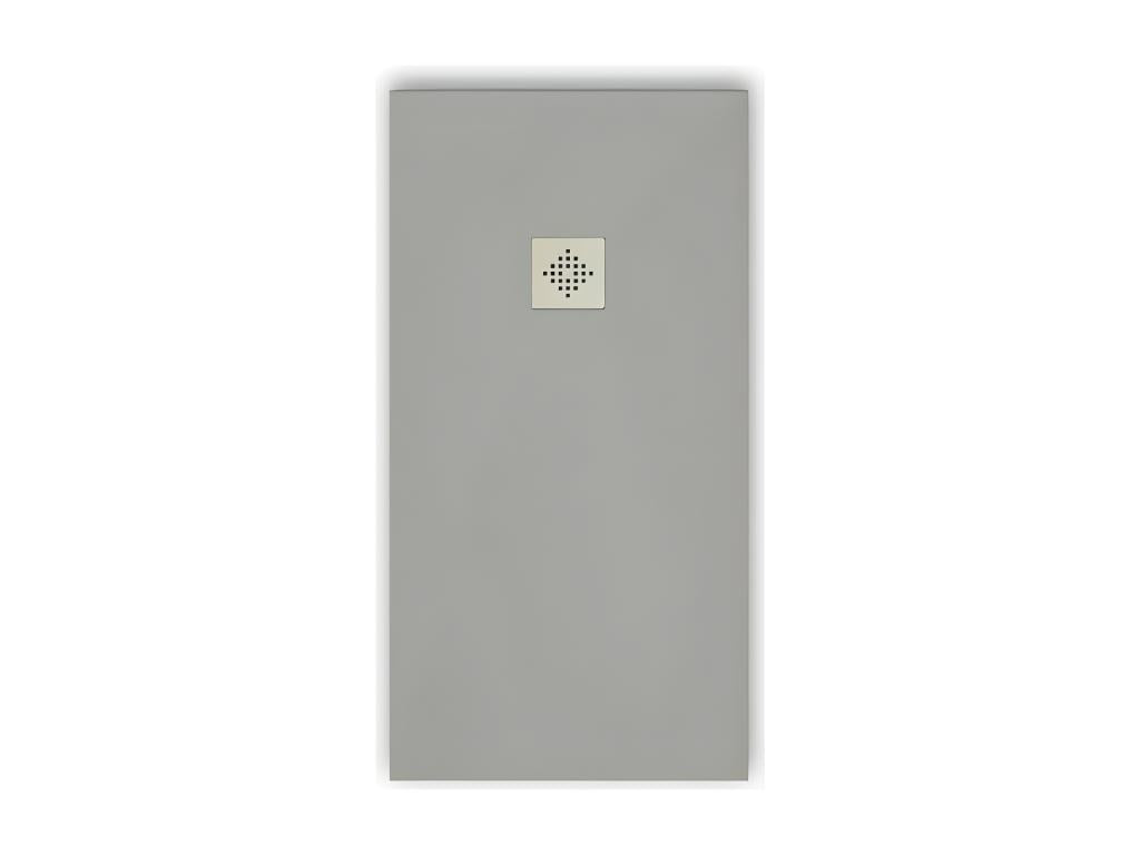Receveur de douche 90x150 cm extra plat PURE en résine surface ardoisée gris Grille inox HJTR37980