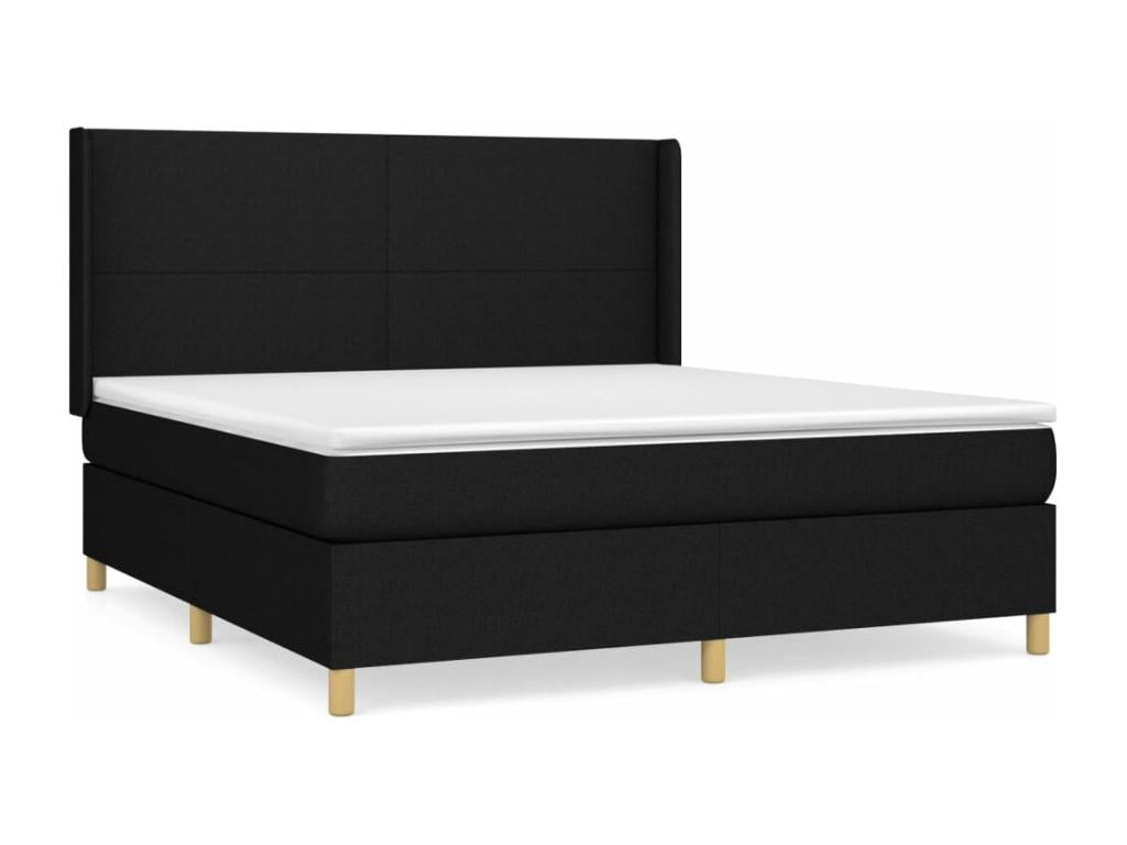 Lit à sommier tapissier avec matelas Noir 180x200 cm Tissu SLMX56758