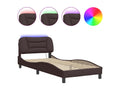 Cadre de lit avec LED sans matelas marron foncé 90x200 cm tissu FZTV99485