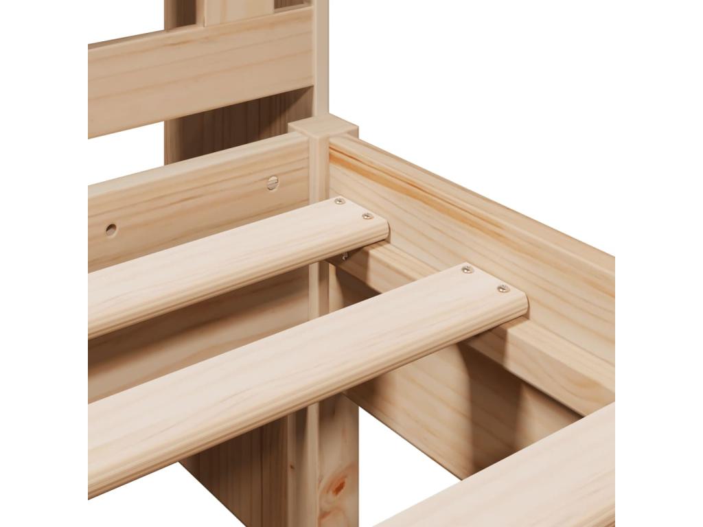 Lit bibliothèque sans matelas 90x190 cm bois de pin massif OPFO07820