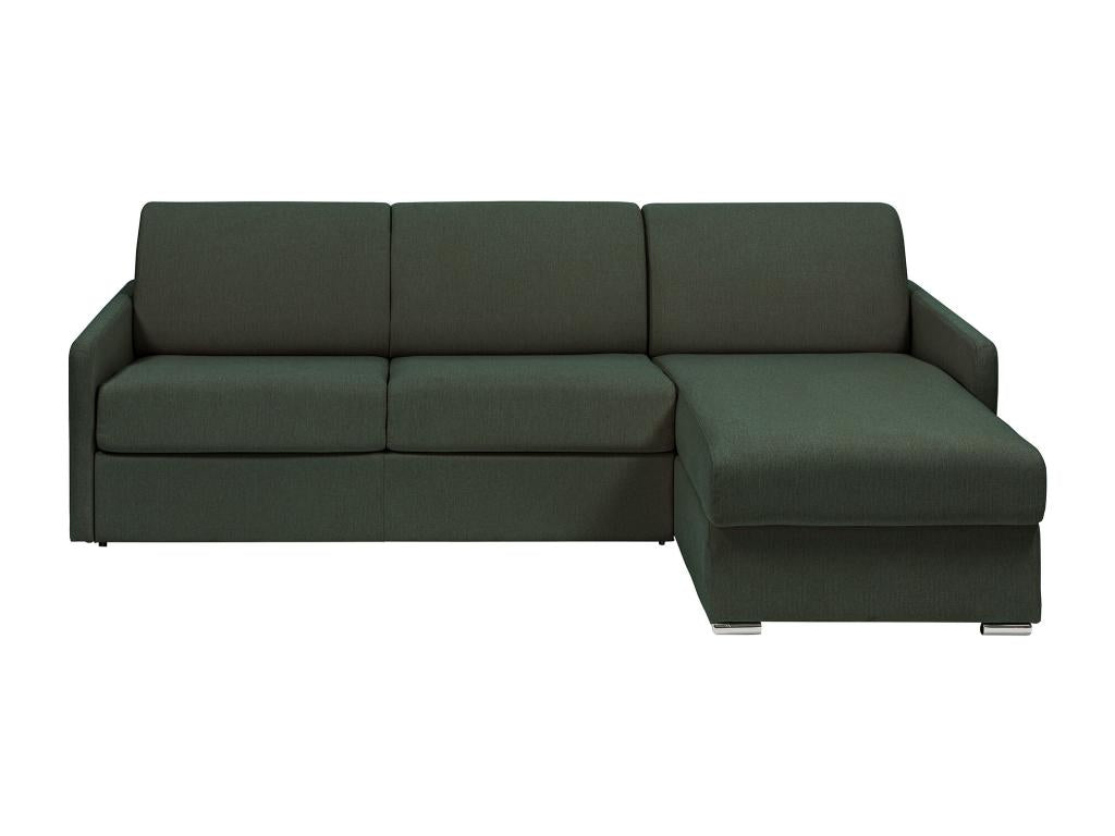 Canapé d'angle convertible express et réversible en tissu vert sapin - Couchage 140 cm à Decohaute larges - Matelas 22 cm - Decohaute CBMS09579
