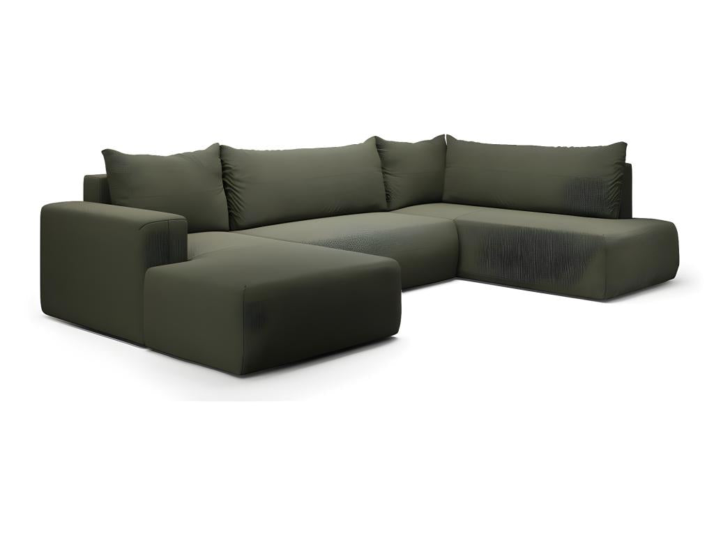 Canapé U 5 places convertible coffre Decohaute Vert Sapin KXZB56376