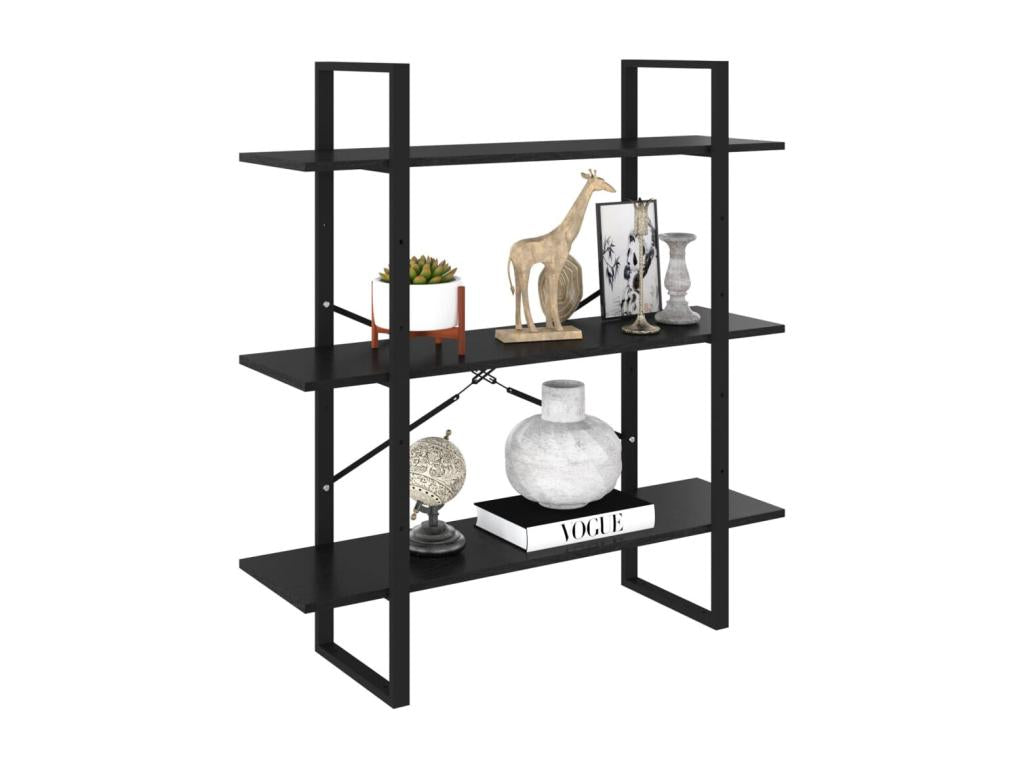 Bibliothèque à 3 niveaux Noir 100x30x105 cm Bois de pin massif MYNC93499