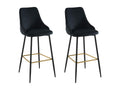 Lot de 2 tabourets de bar en velours et métal - Noir - Domopure SKCN08000