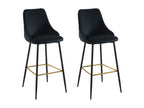 Lot de 2 tabourets de bar en velours et métal - Noir - Domopure SKCN08000