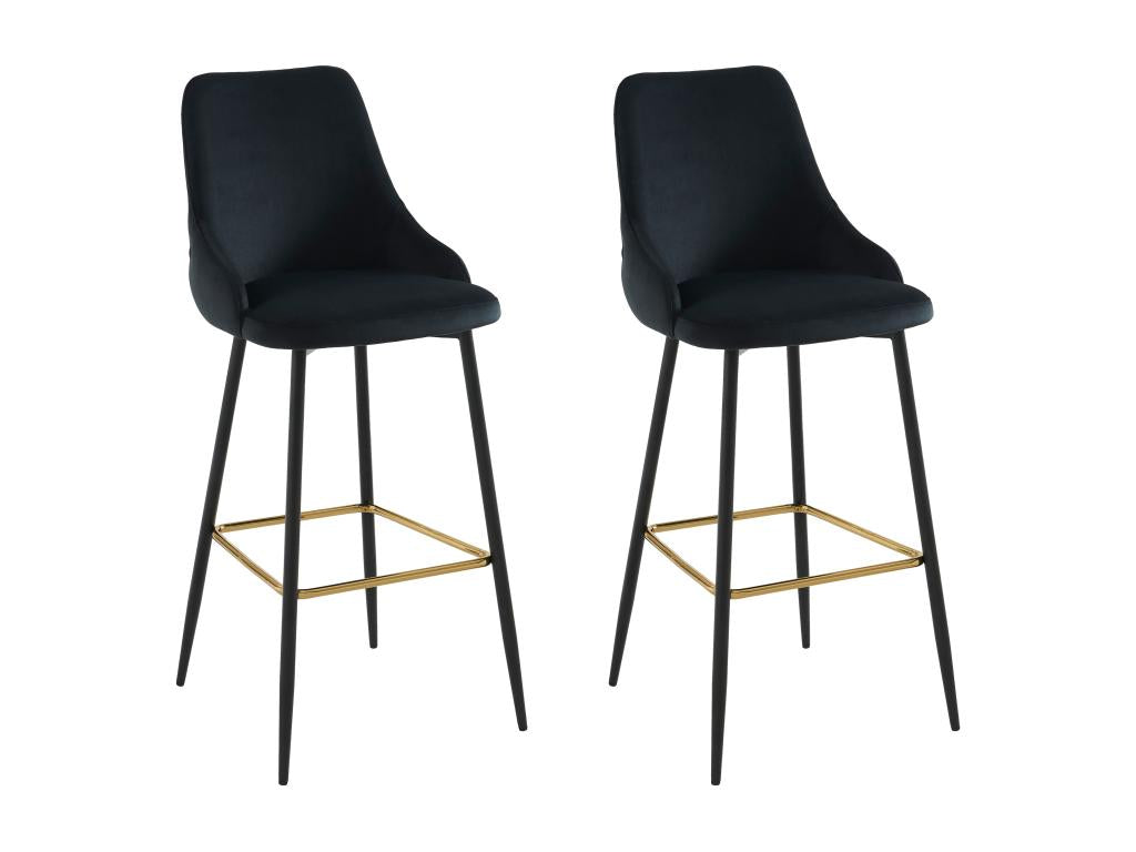 Lot de 2 tabourets de bar en velours et métal - Noir - Domopure SKCN08000