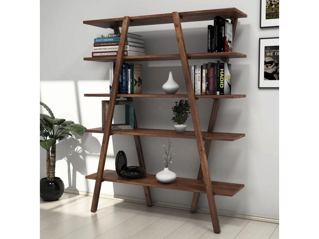 Etagères bibliothèque Abore L120xH148cm Pin massif Marron IDNW02741