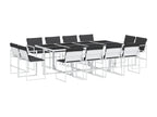 Ensemble à manger de jardin avec coussins 13 pièces blanc textile BXLQ44281