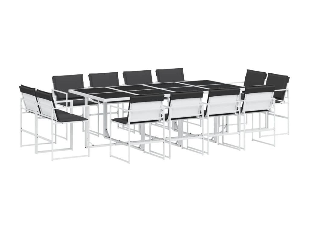 Ensemble à manger de jardin avec coussins 13 pièces blanc textile BXLQ44281