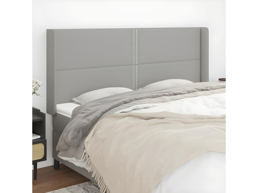 Tête de lit avec oreilles Gris clair 183x16x118/128 cm Tissu SERU83348