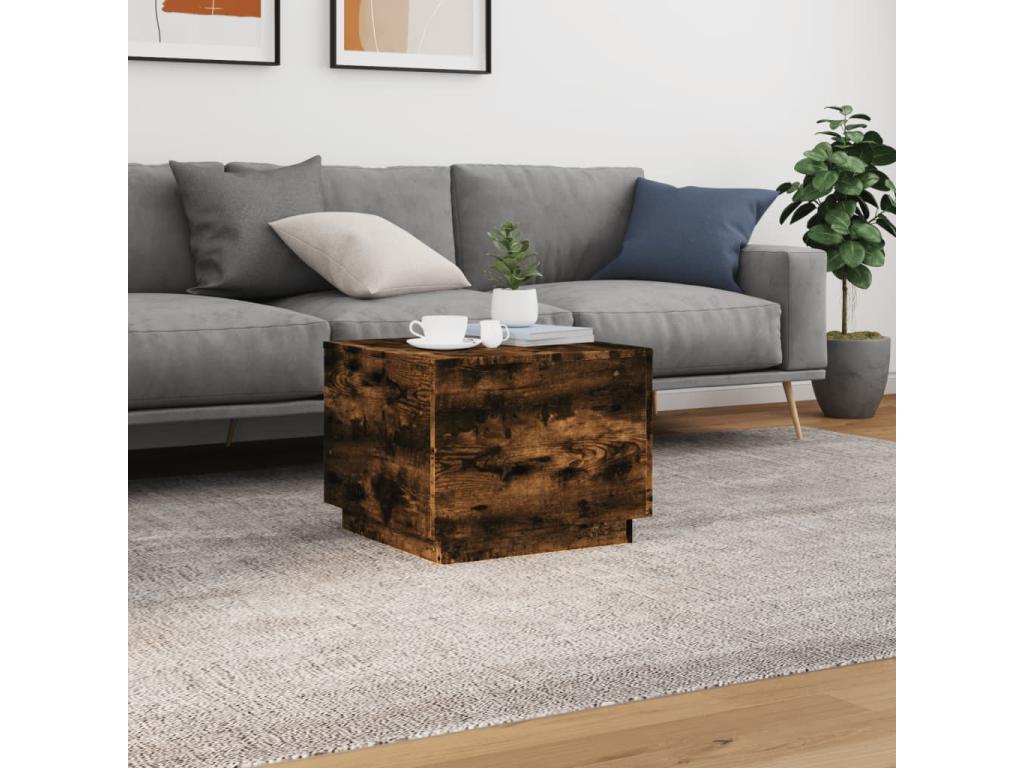 Table basse avec Decohauteères LED chêne fumé 50x50x40 SOWT06023