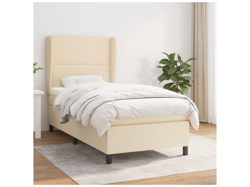 Sommier à Domopure de lit avec matelas Crème 90x200 Tissu XWPQ37737