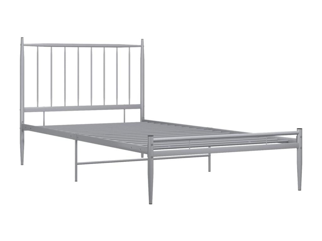 Cadre de lit sans matelas gris métal 100x200 cm LWCE16004