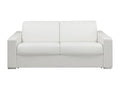 Canapé 3 places convertible express en simili blanc - Couchage 140 cm - Matelas 14 cm avec mémoire de forme Decohaute XDUO48240