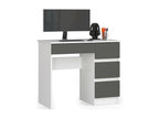 Bureau d'ordinateur Domopure droit A7 Blanc 90 cm 4 tiroirs façade Gris Graphite 90x50x77 cm WTUN63888
