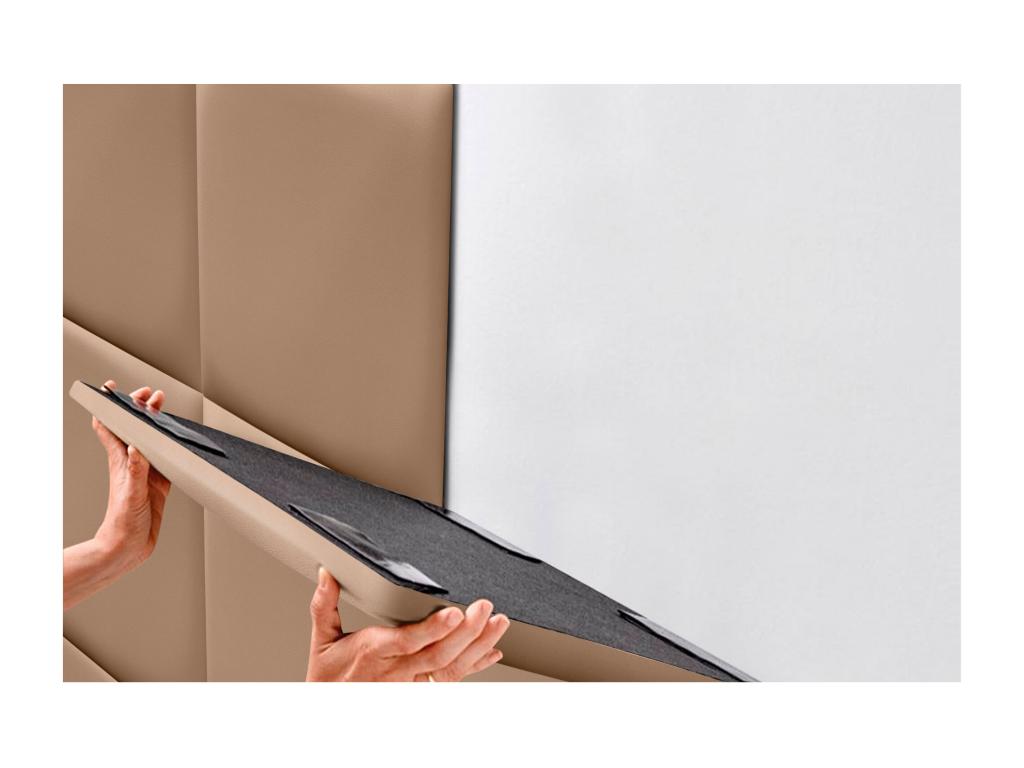 Domopure Tête de lit capitonnée en similicuir de qualité Domopure inférieure composée de panneaux autocollants interchangeables marron clair 180 cm KUXI23383