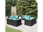Salon de jardin 8 pcs avec coussins Résine tressée Noir JCSG17505