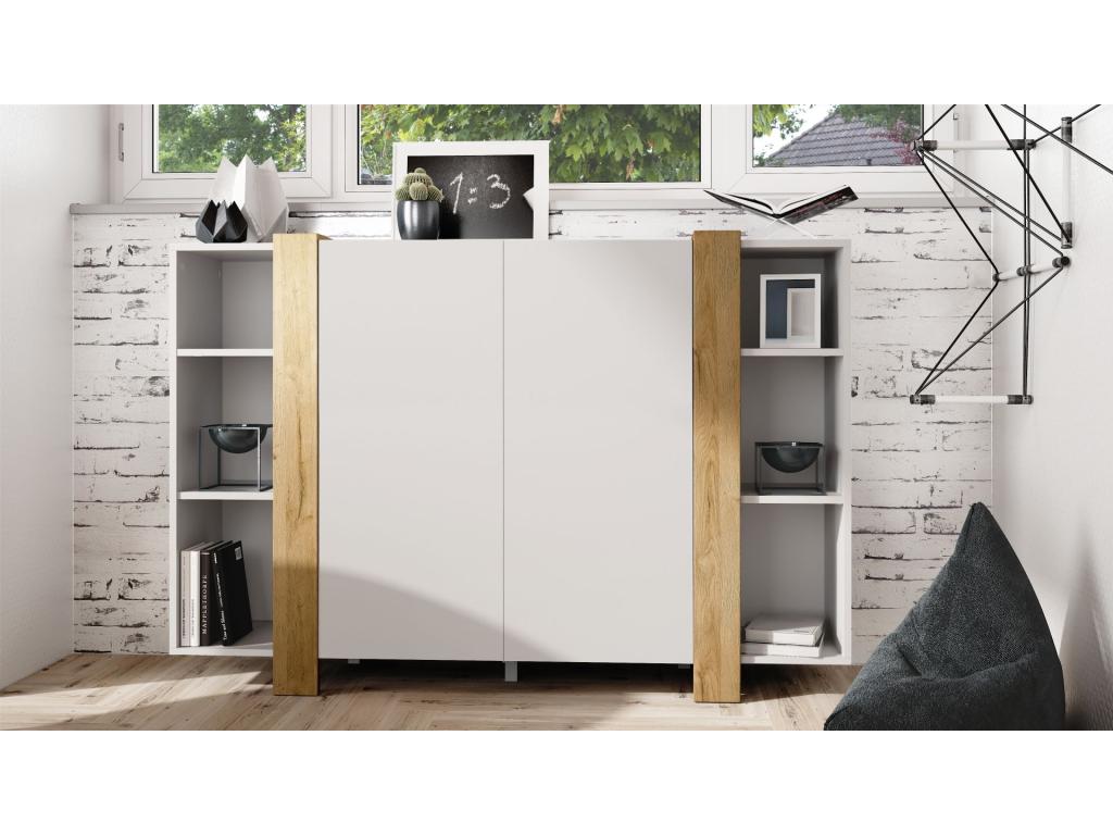 Meuble Blanc Mat Et Aspect Chêne lxhxp 149x101x34 Cm DSLD23517