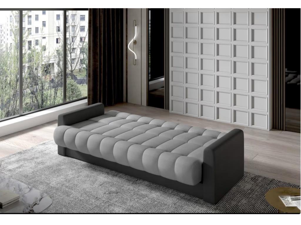Canapé lit 3 places velours gris clair et gris foncé Decohaute 210cm SOPG03178