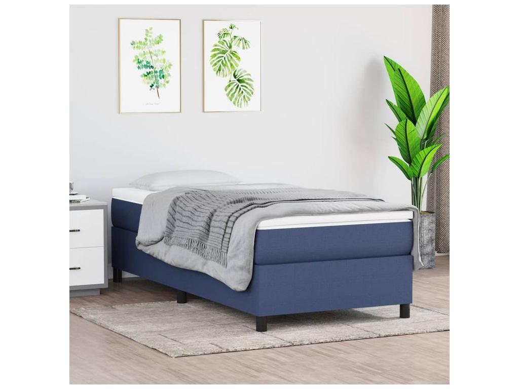 Sommier à Domopure de lit avec matelas Bleu 90x190 Tissu VVBG21898