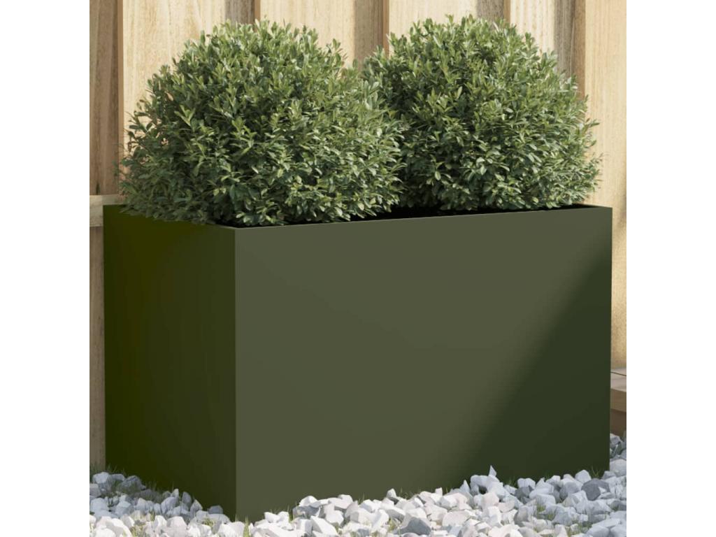 Jardinière vert olive 62x40x39 acier laminé à froid MEEW91671