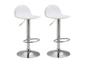 Lot de 2 Tabourets de bar - Similicuir / Métal - Blanc - Domopure V2 TMSN17286