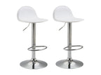 Lot de 2 Tabourets de bar - Similicuir / Métal - Blanc - Domopure V2 TMSN17286