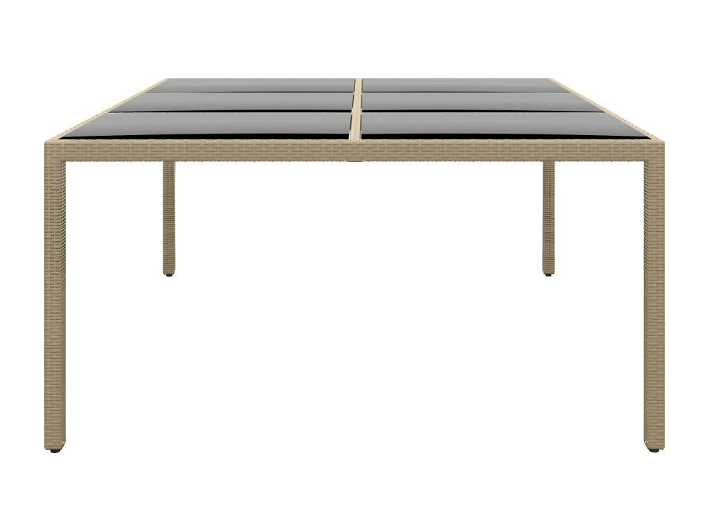 Decohaute Premium - Table de jardin 200x150x75 cm Verre trempé/résine tressée Beige QEKW60682