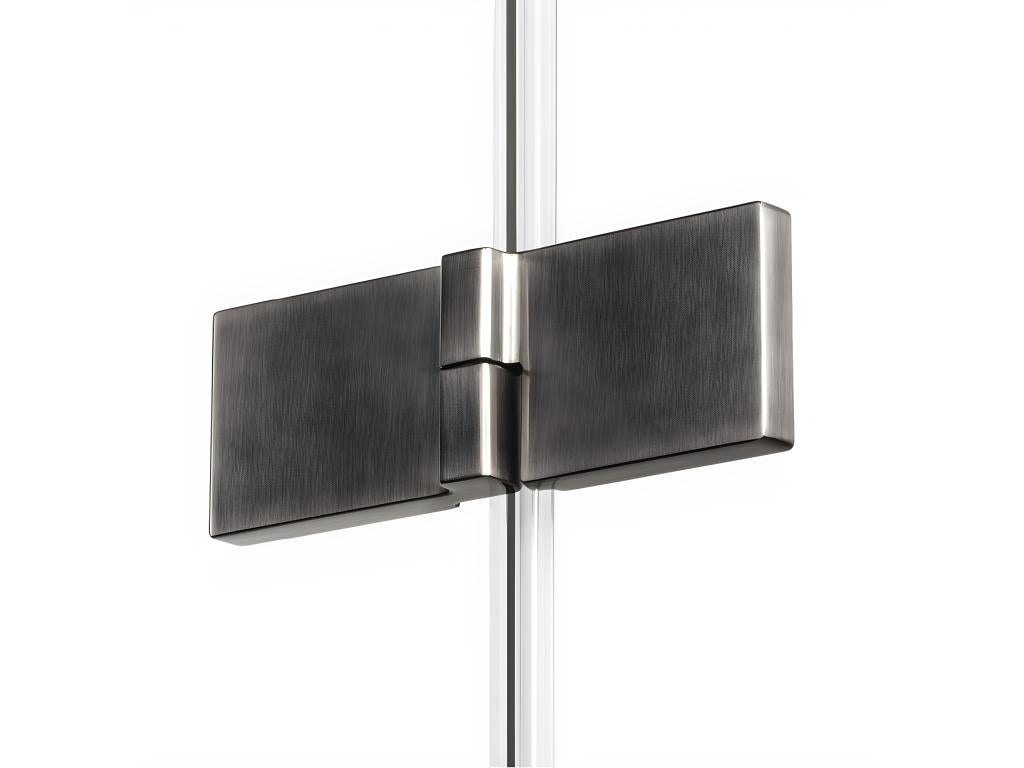 Cabine de douche inox brossé 120x110cm pivotante gauche Decohaute GUNMETAL BRUSHED accès de face CBLE11122
