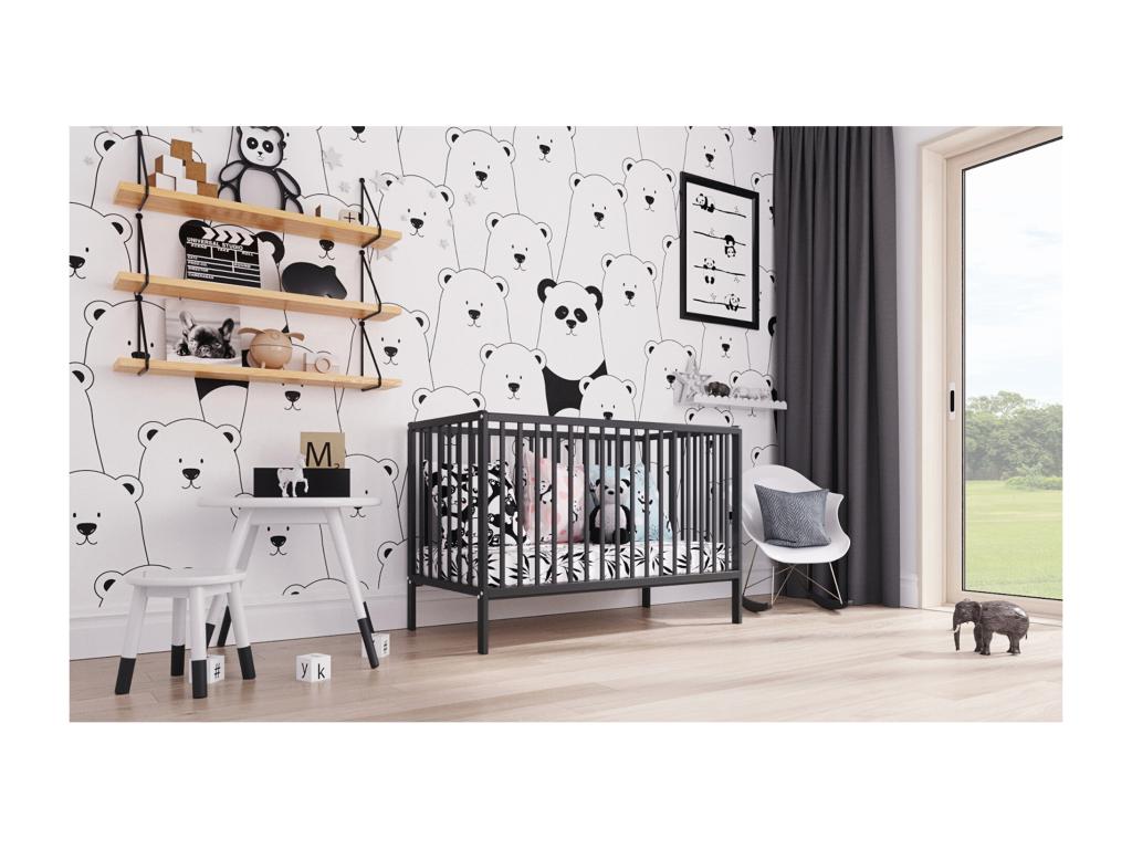 Lit bébé évolutif - Décohaute - 120x60 cm - Anthracite OAEG99679