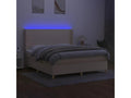 Sommier tapissier avec matelas et LED Crème 160x200 cm Tissu XOAF16308