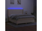 Sommier tapissier avec matelas et LED Crème 160x200 cm Tissu XOAF16308