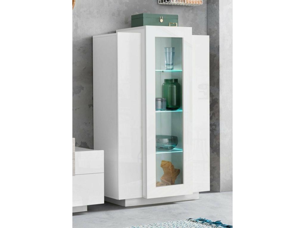 Vitrine Decohaute Buffet à trois portes Meuble de salon polyvalent Made in Italy 80x38h121 cm Blanc brillant QERF65549