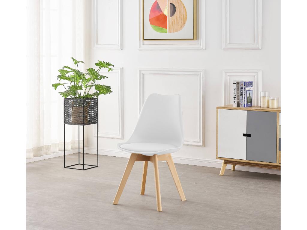 Decohaute - Ensemble Salle à Manger Moderne - Table Blanche 4 Chaises Blanches - Design Scandinave SLSG15869